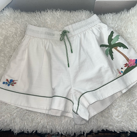 Zimmerman Clover Appliquéd Palm Tree cotton shorts size 2 - Picture 4 of 11